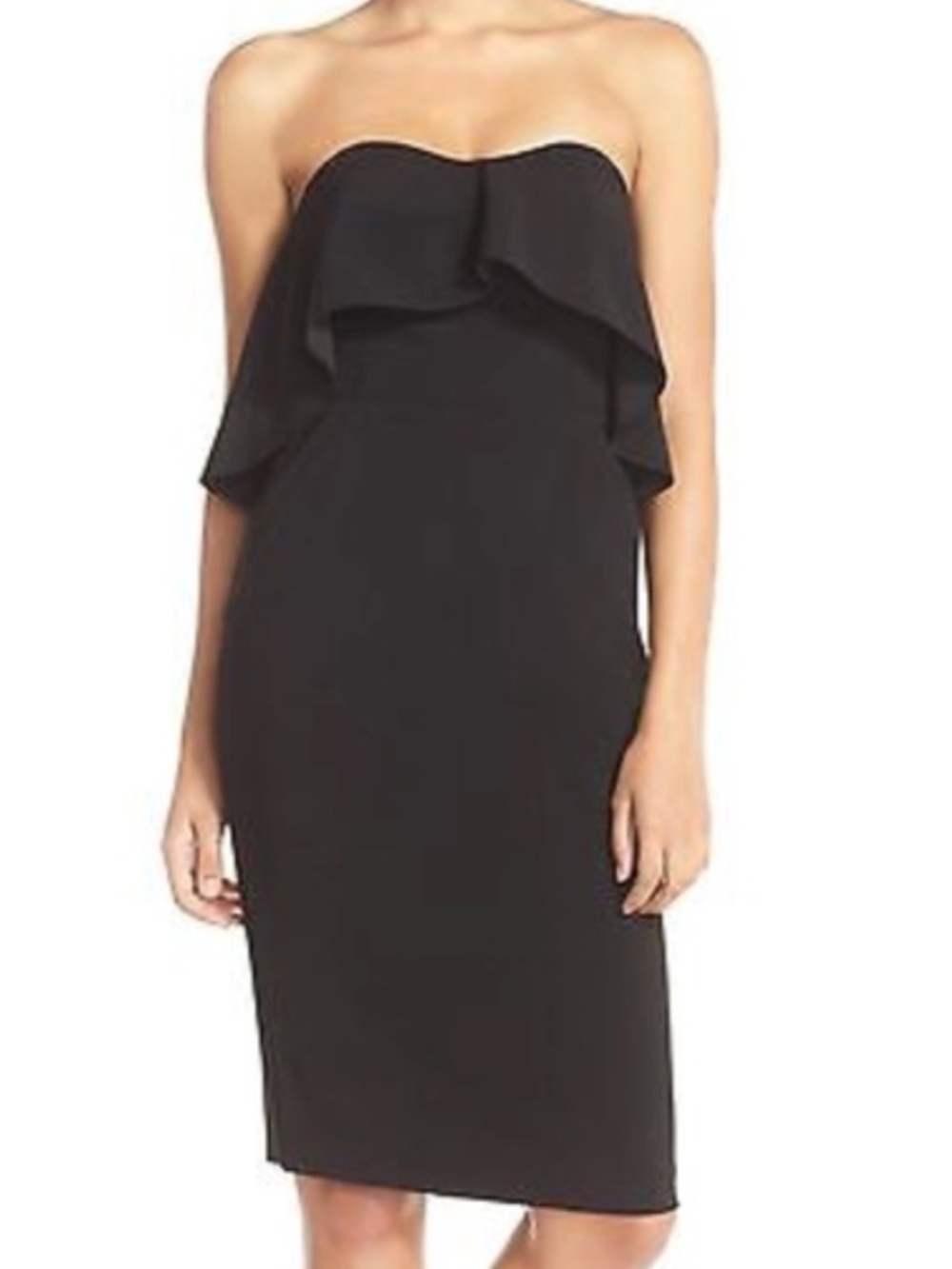 Chelsea28 Ruffled Strapless Sheath Dress - Black Size 2